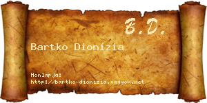Bartko Dionízia névjegykártya